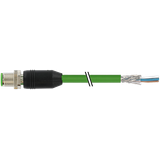 M12 male 0° Y-cod. with cable PUR AWG20/26 shielded gn+drag-ch 0.5m