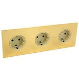 Art d'Arnould univers Epure triple standard schuko horizontal power socket 2P+E 16A 250V - gold Mirror