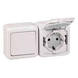 Two-way switch + 2P+E French std socket outlet Forix - 16 A - 250 V~ - white