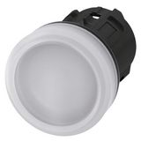 Indicator light, 22 mm, round, plastic, white, lens, smooth, with laser labeling, upper case and lower case, always upper case at beginning of