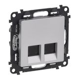 Double RJ45 socket Valena Life category 6 STP with cover plate aluminium