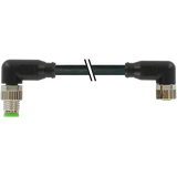 M8 male 90° / M8 female 90° A-cod. PUR 4x0.34 bk UL/CSA+drag ch. 20m