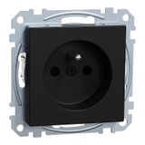 Socket with protective contact pin, screw lift terminals, touch protection, matt black, system M