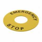 Legend plate, emergency stop, 60 mm dia., round, yellow