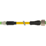 M8 male 0° / M12 female 0° A-cod. PUR 4x0.25 ye UL/CSA+drag ch. 0.5m