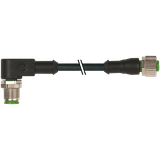 M12 male 90° / M12 female 0° A-cod. PUR 5x0.34 bk +robot+drag ch. 2m