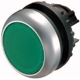 Illuminated pushbutton actuator, RMQ-Titan, Flush, momentary, green, Blank, Bezel: titanium