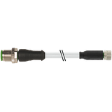 M12 male 0° / M8 female 0° A-cod. PUR 3x0.25 gy UL/CSA+drag ch. 4m