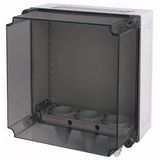 Panel enclosure, with gland plate and cable glands, HxWxD=375x375x275mm