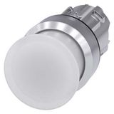 Illuminated mushroom pushbutton, 22 mm, round, metal, shiny, white,  3SU1051-1AD60-0AA0-Z Y12