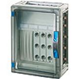 Fuse box 4x63A D02 3p on rail 250A 5 pole, 270x360mm, wall Open