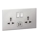 571094 Arteor™ - 2 gang multistandard switched outlets - with USB A+C 27W charger