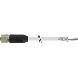 M12 fem. 0° A-cod. with cable PUR 8x0.25 shielded gy+drag-ch 3m