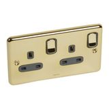 Synergy Authentic 2 Gang 13A Double Pole Switched Socket Outlet Gold