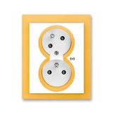 5583M-C02357 43 Double socket outlet with earthing pins, shuttered, with turned upper cavity, with surge protection