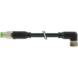 M8 male 0° / M8 female 90° A-cod. PUR 3x0.25 bk UL/CSA+drag ch. 0.3m