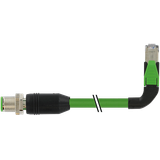 M12 male 0° D/RJ45 90° left PVC 1x4xAWG22 shielded gn+dragch 20m