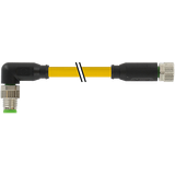 M8 male 90° / M8 female 0° A-cod. PUR 3x0.25 ye UL/CSA+drag ch. 3m