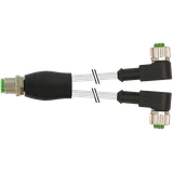 Y-Distributor M12 male/M12 fem. 90° A-cod. PUR 3x0.34 gy +drag ch. 2m