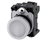 Indicator light, 22 mm, round, plastic, white, lens, smooth, with holder, LED module, with integrated LED 110 V  3SU1103-6AA60-3AA0-Z Y10