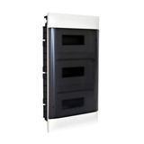 3X12 module recessed box - Smoke door - Earth terminal block - Masonry wall