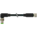 M8 male 90° / M8 female 0° A-cod. PUR 3x0.25 bk UL/CSA+drag ch. 3m