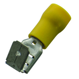 Flat connector sleeve (female) 4.0-6.0/6.3x0.8 yellow insulated Nylon