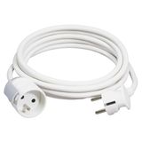 2P+E domestic extension cord with suspension hook and protective clips length 5m - white