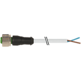 M12 female 0° A-cod. with cable PUR 2x0.5 gy UL/CSA+drag ch. 4m