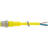 M12 male 0° A-cod. with cable AIDA PUR 5x0.34 ye UL/CSA+drag ch. 3m