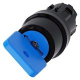 3SU1000-4GF01-0AA0-Z Y10 Key-operated switch O.M.R, 22 mm, round, plastic, lock number 73038, blue, with 2 keys, 2 switch positions O-I, latching, actuating angle 90°, 10:30h/13:30h,