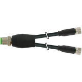 Y-Distributor M12 male/M8 fem. 0° A-cod. PUR 3x0.25 bk+drag-ch 0.6m