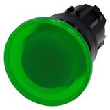 Illuminated mushroom pushbutton, 22 mm, round, plastic, green, 40mm, momentary 3SU1001-1BD40-0AA0-Z Y13