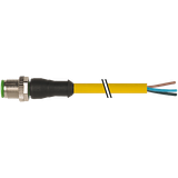 M12 male 0° A-cod. with cable PUR 5x0.34 ye UL/CSA+drag ch. 15m