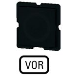 Button plate for push-button, Inscription: VOR, 25 x 25