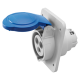 10° ANGLED FLUSH-MOUNTING SOCKET-OUTLET HP - IP44/IP54 - 2P+E 32A 200-250V 50/60HZ - BLUE - 6H - SCREW WIRING