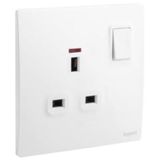 281118MW Mallia Senses 1 gang BS switched socket outlet double pole - with LED - 13A