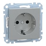 SCHUKO socket, increased contact protection, plug-in terminals, aluminum