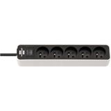 Ecolor Extension Socket 5-way white/black 1.5m H05VV-F 3G1.5 *FR/BE*
