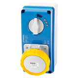 VERTICAL FIXED INTERLOCKED SOCKET OUTLET - AUTOMATIKA - MT 6KA CURVE C - WITH BOTTOM - 2P+E 32A 110V 4H - IP67