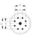 contact insert (circular connector), Solder-in pin, 10 mm, Print conta