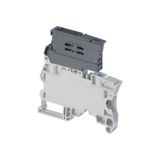 SCREW CLAMP TERMINAL BLOCK, ZS10-SF, FOR 6.3X32 FUSES, 8MM SPACING, GREY/DARK GREY