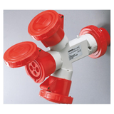 MULTIPLE SOCKET-COUPLERS 3 OUTPUTS IP67 - PLUG 16A - 2 SOCKET-OUTLETS 3P+E 400V 50/60HZ - RED - 6H