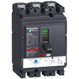 circuit breaker ComPact NSX160F, 36 KA at 415 VAC, TMD trip unit 80 A, 3 poles 3d