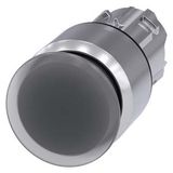 Illuminated mushroom pushbutton, 22 mm, round, metal, shiny, clear, 30 mm, latching, pull-to-unlatch  3SU1051-1AA70-0AA0-Z Y13