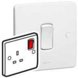 Synergy 1 Gang 13A Double Pole Switched Socket Outlet with Red Rocker White