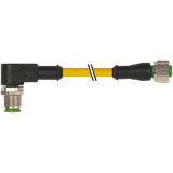 M12 male 90° / M12 female 0° A-cod. PUR 5x0.34 ye +robot+drag ch. 2m