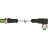 M12 male 0° / M12 female 90° A-cod. PUR 4x0.34 gy UL/CSA+drag ch. 4.5m