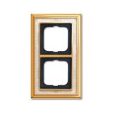 1722-836-500 Cover Frame 2gang(s) polished brass decor ivory white - Busch-Dynasty