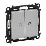 Illuminated 2-gang 1-way switch Valena Life - 10 AX - 250 V~ - aluminium